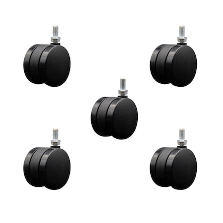 Service Caster 2-3/8'' Office Chair Casters Nylon Twin Wheel 3/8 Threaded Stem, 5PK SCC-UHTS02S60-NYS-381634-5